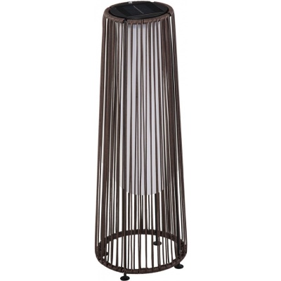 Foto van Outsunny Rieten Lamp PE, staal, kunststof 21,5L x 21,5B x 61H cm Bruin
