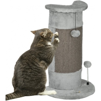 Foto van PawHut kattenkrabpaal - spaanplaat - 34x25,5x58 cm - grijs