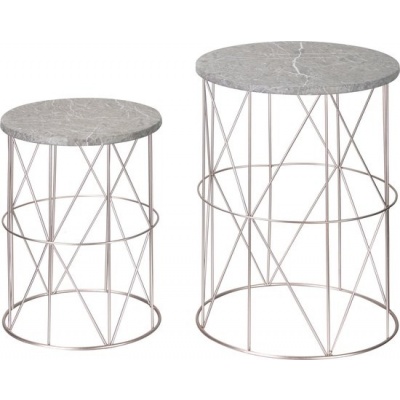 Foto van Outsunny tuintafel - set van 2 tafel - Ø38 x 52,5H cm - metaal - goud