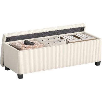 Foto van HOMCOM Zitbank met Opbergruimte - Polyester, Staal - 112L x 42B x 40H cm - Beige