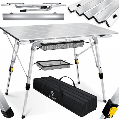 Foto van KESSER® Campingtafel, opvouwbaar, klaptafel, campingtafel met aluminium frame, oprolbaar tafelblad, 