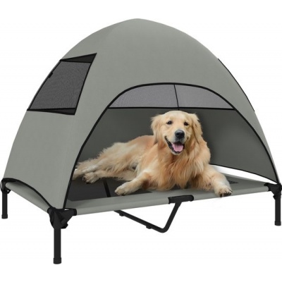 Foto van PawHut-Hundeliege van polyester en staal - 106L x 76B x 99H cm - Lichtgrijs