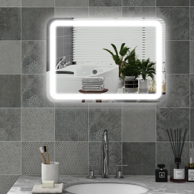Foto van HOMCOM Badspiegel met Verlichting 50 x 70 cm met 3 Lichtkleuren Zilver