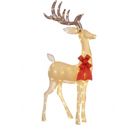 Foto van Outsunny Verlichte Kerstdecoratie van Staal en Polyester, 66x25x135 cm, Goud