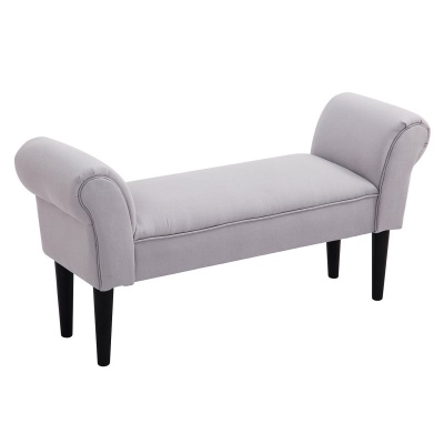 Foto van HOMCOM halbank met zeildoek en armleuning 102 x 36 x 51 cm grijs-wit