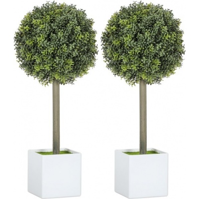 Foto van HOMCOM Kunststof Kunstmatige Topiaries 10x10x45 cm Groen