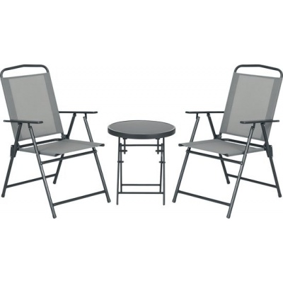 Foto van Outsunny Bistroset voor buiten Metaal, gaasstof 53,5L x 64B x 93H cm Lichtgrijs