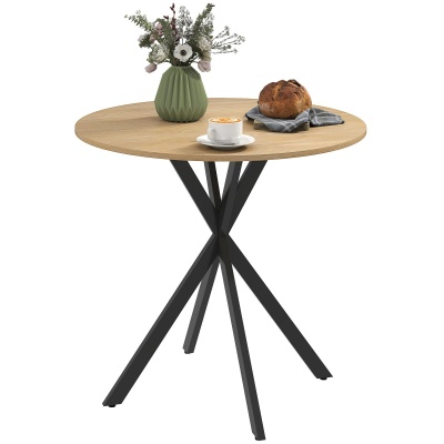 Foto van HOMCOM Ronde Eettafel voor 2 Personen in Industriële Stijl, Ø 80 x 75 cm, Eikenhout