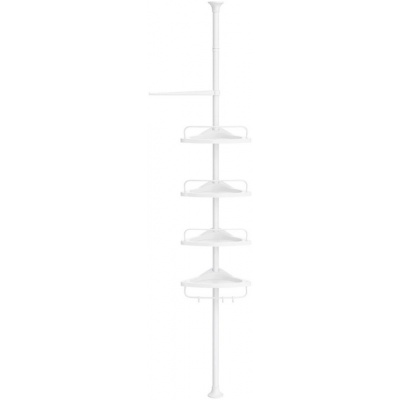 Foto van Songmics Uitschuifbaar Hoekrek, Wit, Voor Douche en Handdoeken, 85-305 cm