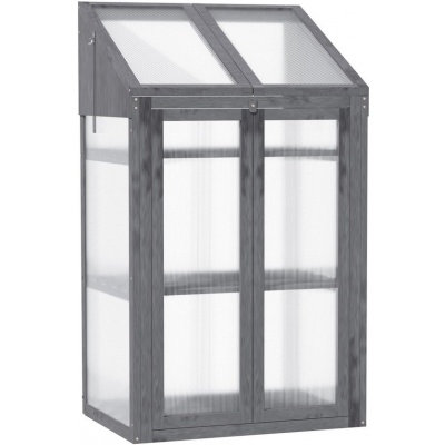 Foto van Outsunny kas - grijs dennenhout en kunststof - 70L x 50B x 120H cm