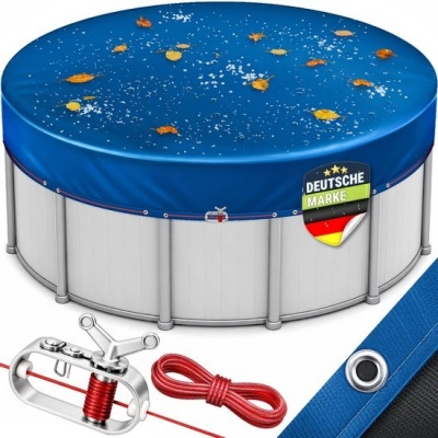 Foto van tillvex® Premium Zwembadafdekking Rond ø 560cm voor Ø 460-520cm blauw met Montageset