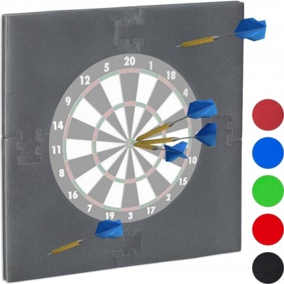 Foto van Dartbord omhulsel R6 - 4-delig - 45 cm - muurbescherming - Ø 71x71x3 cm - grijs