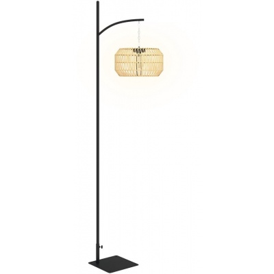 Foto van Outsunny Rieten Lamp Staal, PE-rattan 44L x 32B x 178H cm Geel