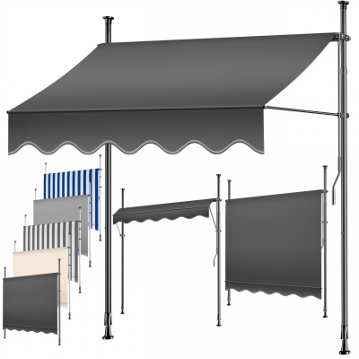 Foto van KESSER® Klemluifel 250 cm x 180 cm beige met handslinger balkon, balkonluifel zonder boren, UV-beste