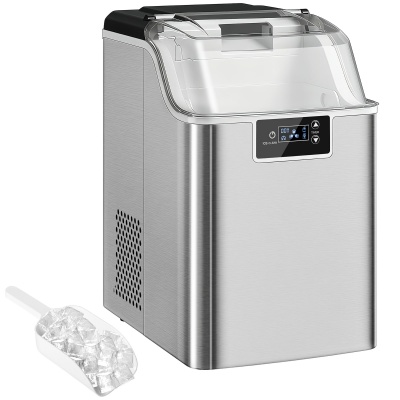 Foto van HOMCOM IJsblokjesmachine roestvrij staal, 24 blokjes per keer, 20 kg/24 u, zelfreinigend