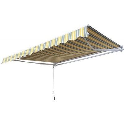 Foto van Outsunny zonnescherm, Polyester Geel+Grijs - L2,95 x B2,45 m - Markies