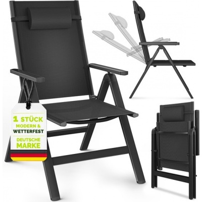 Foto van tillvex® Tuinstoel Hoge Rug met Armleuningen & Neksteun | Inklapbare, Weerbestendige Campingstoel