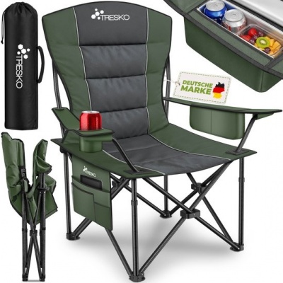 Foto van TRESKO® Opvouwbare Campingstoel tot 150 kg met Armleuningen en Bekerhouder