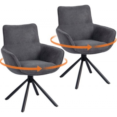 Foto van HOMCOM Eetkamerstoel Donkergrijs Polyester en Metaal 67x64x87 cm