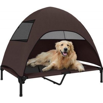 Foto van PawHut-Hundeliege van polyester en staal - 106L x 76B x 99H cm - Koffiekleur