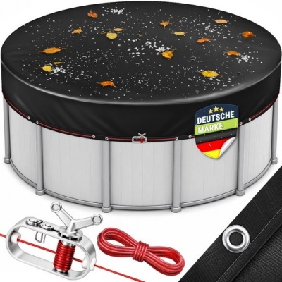 Foto van tillvex® Premium Zwembadafdekking Rond ø 420cm voor Ø 320-366cm zwart met Montageset