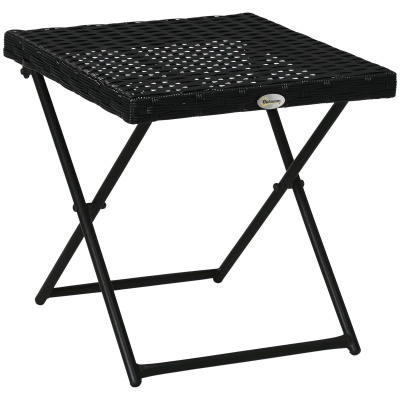 Foto van Outsunny Opvouwbare rotan bistrotafel 40 x 40 cm zwart voor terras en balkon