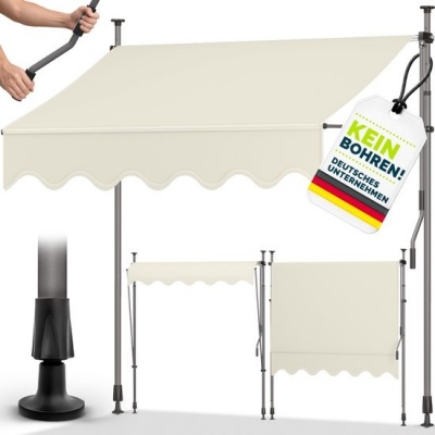 Foto van Tillvex Balkonluifel met handslinger, UV-bestendig en in hoogte verstelbaar (Zand, 200 cm)