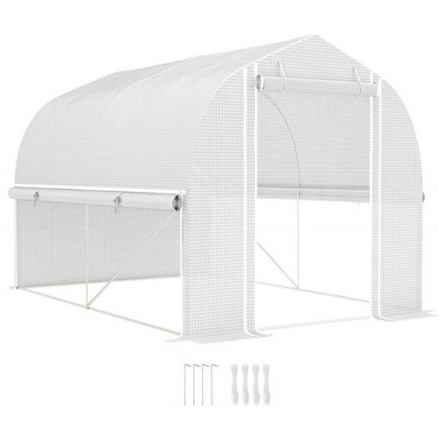 Foto van Outsunny Kunststof Gewächshaus van verzinkte staal - 300L x 200B x 200H cm
