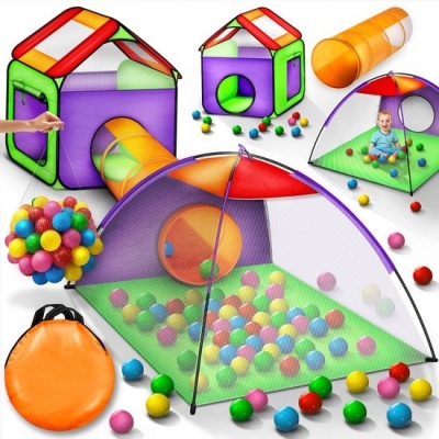 Foto van KIDUKU Ballenbad met 200 ballen - 3-delige speeltent voor kinderen