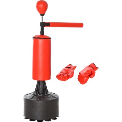 Foto van HOMCOM Vrijstaande bokszak met accessoires - Zwart/Rood A91-100