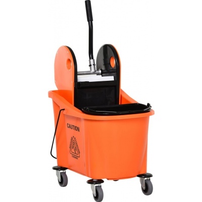 Foto van HOMCOM Schoonmaakwagen met uitwringapparaat - Robuust - Oranje