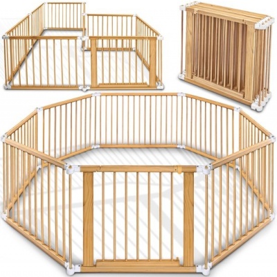Foto van KIDUKU® 7,2 meter inklapbaar veiligheidshek XXL met deur, 8 elementen voor flexibele vormen