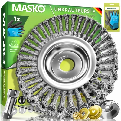 Foto van MASKO® Onkruidborstel voor bosmaaier en bosmaaier, onkruidborstel 25,4 en 20 mm boring, draadborstel