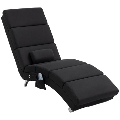 Foto van HOMCOM Chaise Longue massagestoel met 8 massagestanden, zwart, 168 x 56 x 84 cm
