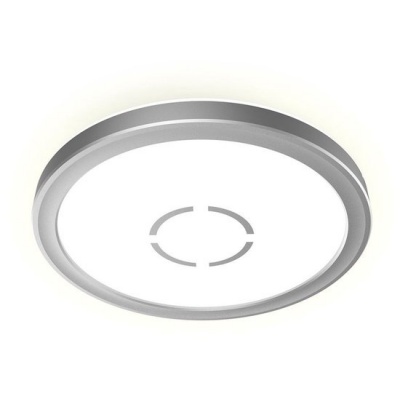 Foto van Ronde LED plafondlamp met achtergrondverlichting, 12W, 1400lm, zilver, 19x2,8 cm