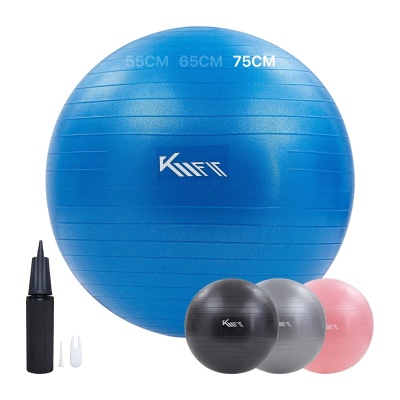 Foto van KM-Fit gymnastiekbal 75cm | trainingsbal met luchtpomp | blauw BPA-vrij voor fitness en yoga