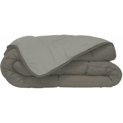 Foto van Bedrukt Dekbed Hoesloos Wasbaar Zonder Overtrek Lits Jumeaux - Taupe & Linnen 240x220cm - Taupe brui