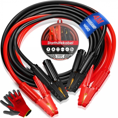 Masko® Startkabel, overbruggingskabel voor benzine- en dieselmotoren, 6/12/24 volt Startkabel voor a