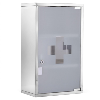 Foto van HOMCOM medicijnkastje EHBO-kast met slot RVS 30 x 18 x 50 cm