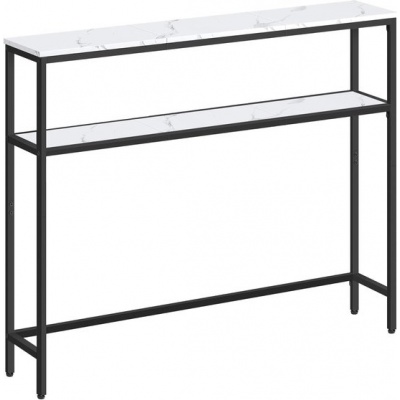 Foto van VASAGLE Consoletafel, slank met 2 planken, 20 x 100 x 80 cm, marmer wit-inktzwart