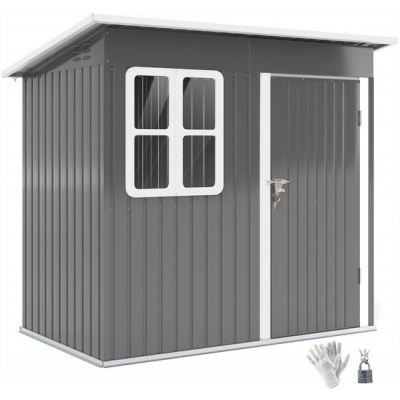 Foto van Outsunny Tuinhuis van staal 211L x 133B x 190H cm - Donkergrijs