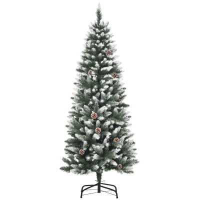 Foto van HOMCOM Kunstkerstboom Ø 55 x 150 cm met 464 pvc-punten en 28 ananasdecoraties
