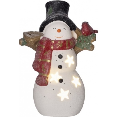 Foto van HOMCOM Kerstman Standbeeld van Magnesiumoxide, 25x15,5x38 cm, Wit en Rood