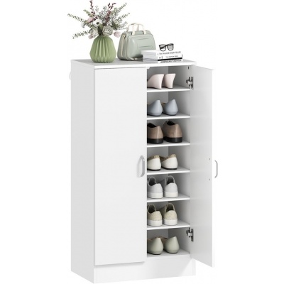 Foto van HOMCOM Schoenenkast van Spaanplaat 55x35x108 cm Wit