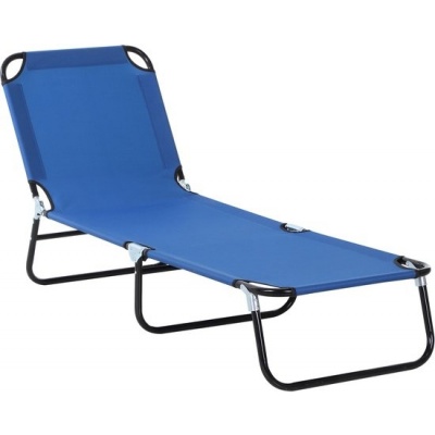 Foto van Outsunny Blau Metalen Ligstoel van Polyester