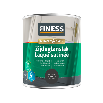 Foto van FINESS Zijdeglanslak waterbasis 750 ml - Antraciet grijs (RAL 7016)