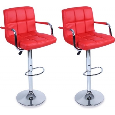 Foto van Tresko Barkruk Set van 2 - Rood - Keuken- en Loungekruk
