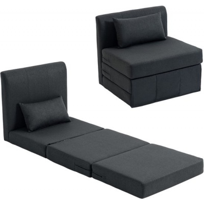 Foto van HOMCOM Vloerstoel van polyester en schuim - 80L x 75B x 74H cm - Donkergrijs