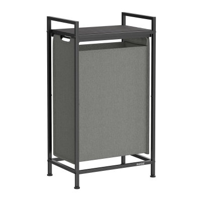 Foto van VASAGLE Wasmand met Plank, Uitschuifbaar en Afneembaar, Metalen Frame, 47 L