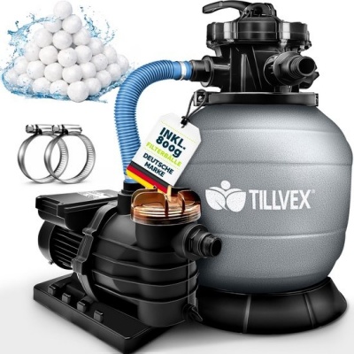 Foto van Tillvex zandfiltersysteem 10 m³/h - Zwembadfilter met drukweergave en 5-weg ventiel